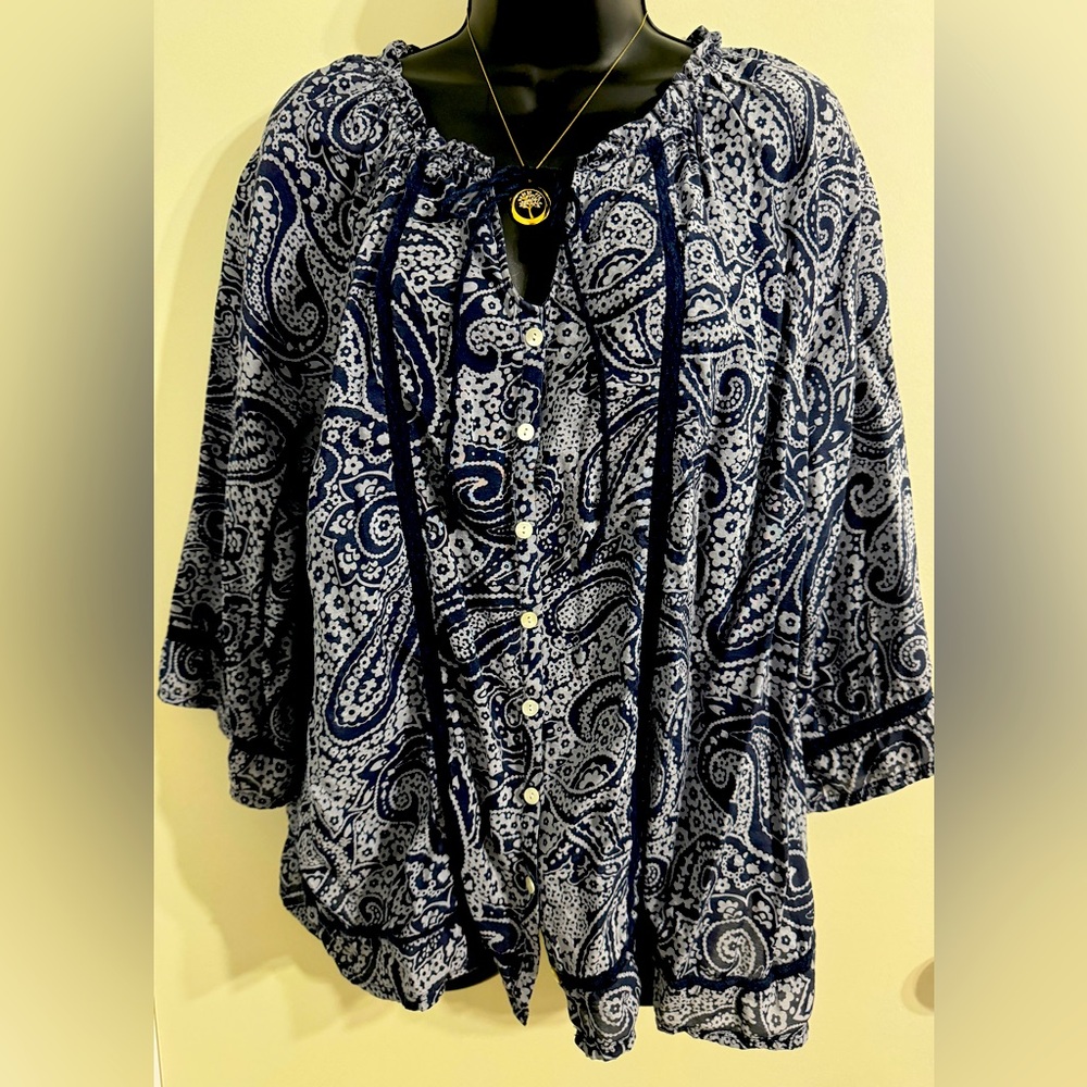 Avenue Boho Button Up Blouse - XL